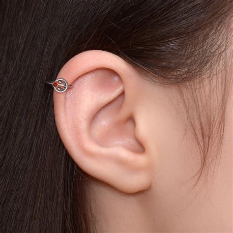 Titanium Forward Helix Hoop Tragus Earring Cz Cartilage Etsy