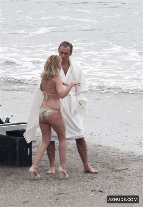 Ludivine Sagnier Sexy With Jude Law Filming The New Pope On The Beach