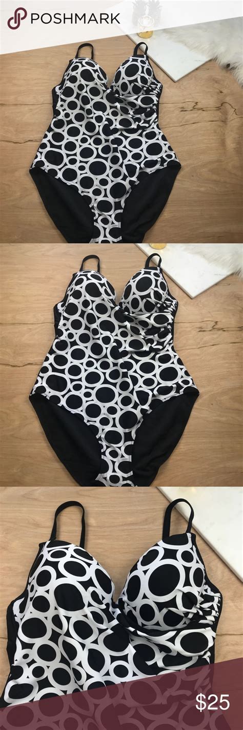 Black And White One Piece Bathing Suit 865 Nwt White One Piece
