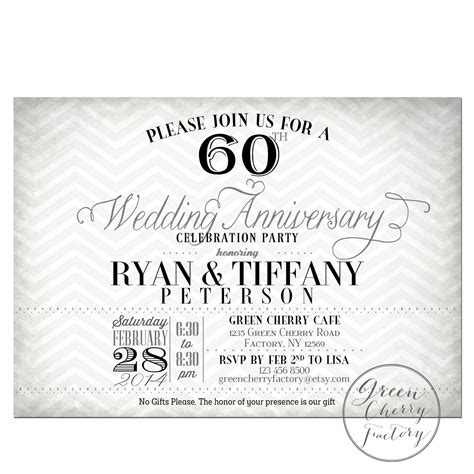 60th Wedding Anniversary Invitation Black And By Greencherryfactory 18