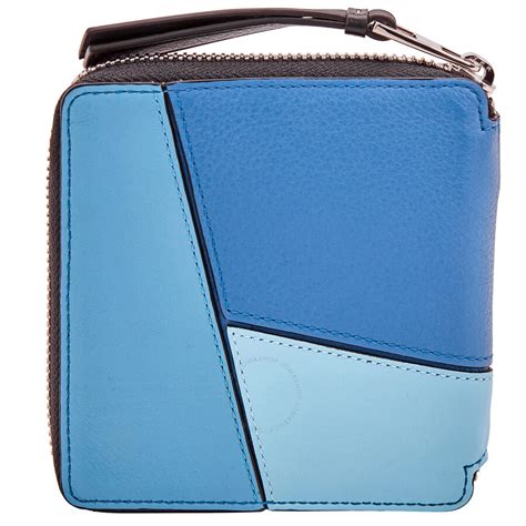 Custom monogram card case birthday or wedding gift. Loewe Blue Puzzle Square Zip Wallet - Loewe - Handbags - Jomashop