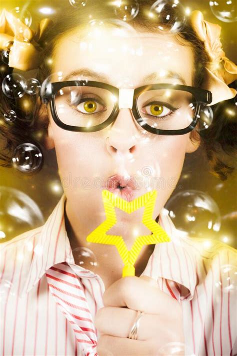 pretty geek girl at birthday party celebration stock image image of artistic female 269712439