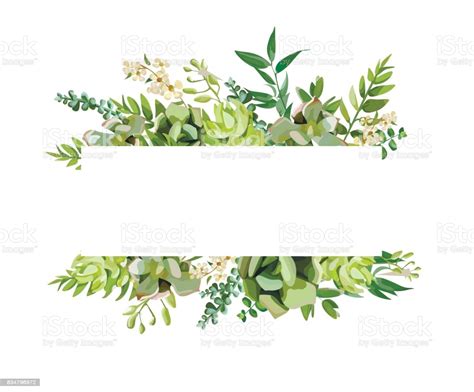 File format available eps & ai. Vector Floral Design Horizontal Card Design Soft Succulent ...