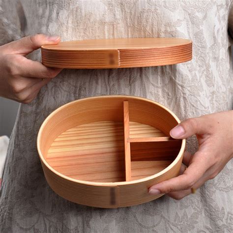 Japanese Style Wood Bento Boxes With Compartment Portable Travel Picnic