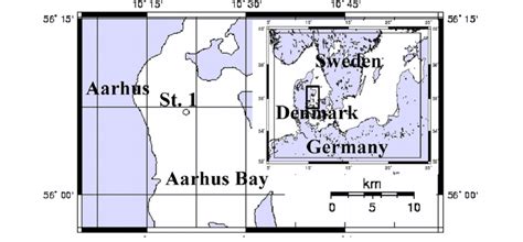Map Of The Study Area Aarhus Bay In Denmark With Location Of Coring