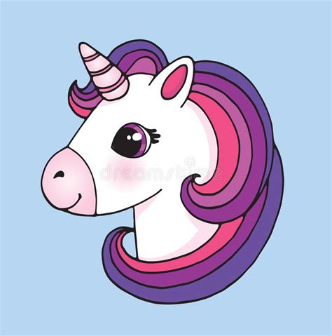 Cute Cartoon Unicorn Head Emoji Stock Vector Illustration Of Cute