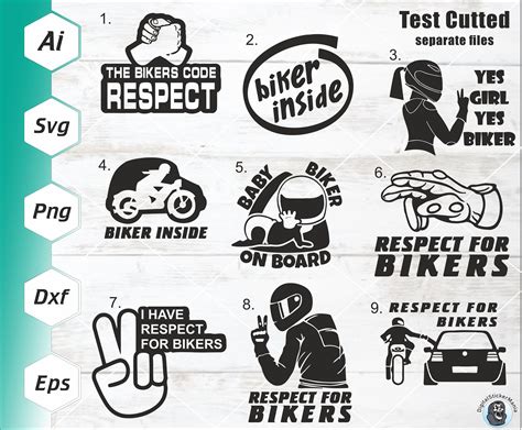 Respect For Bikers Svg Motorcycle Decals Bundle Svg Motor Etsy Canada