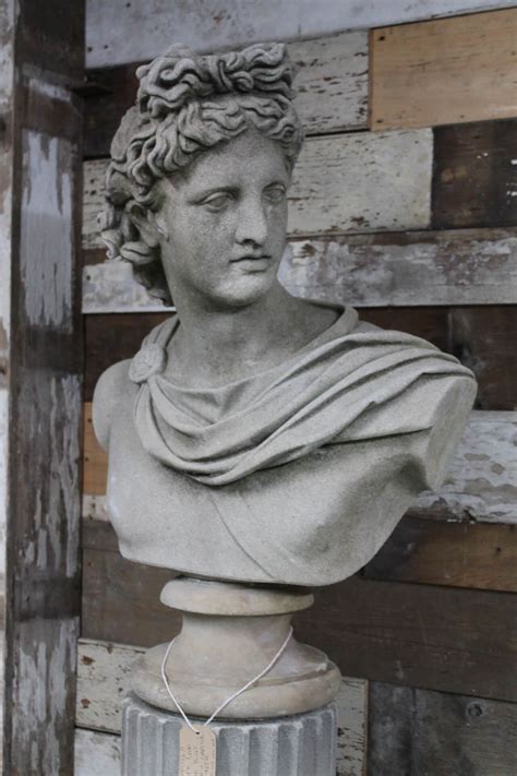 APOLLO BELVEDERE Greek God Reclaimed Stone Bust On Corinthian Capitol ...