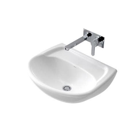 Buy Caroma Caravelle Wall Basin No Tap Hole Gloss White Online