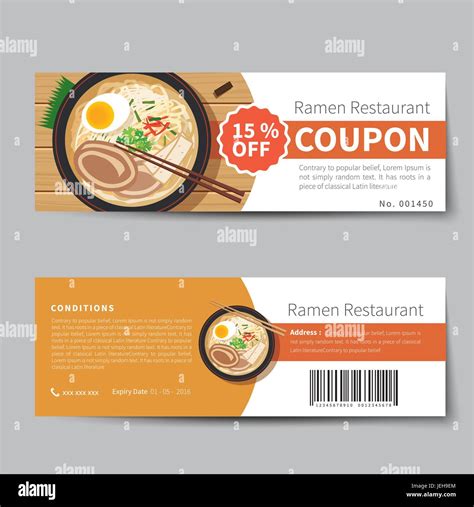 Japanese Food Coupon Discount Template Flat Design Stock Vector Image