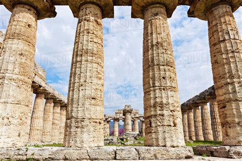 Old Architectural Columns Of Paestum Ruins Stock Photo Dissolve