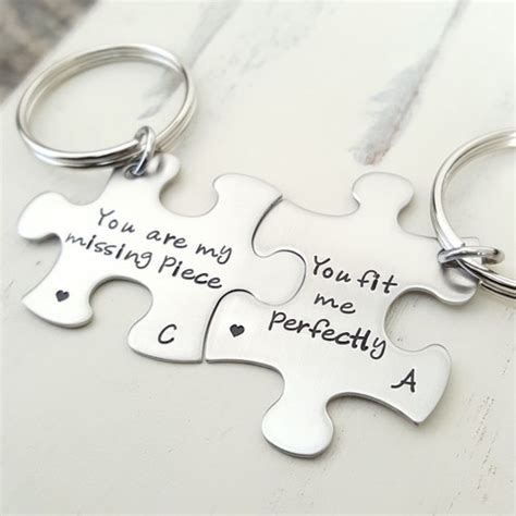 Puzzle Piece Keychains You Are My Missing Piece Custom Hand Etsy