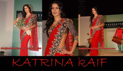 Designer Saree Bollywood Saree Bridal Saree Katrina Kaif In Red Designer Saree At Nakshatra