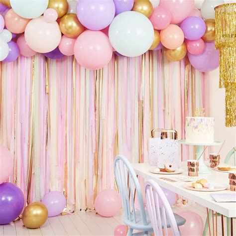 Gold Balloon And Fan Garland Party Backdrop By Ginger Ray