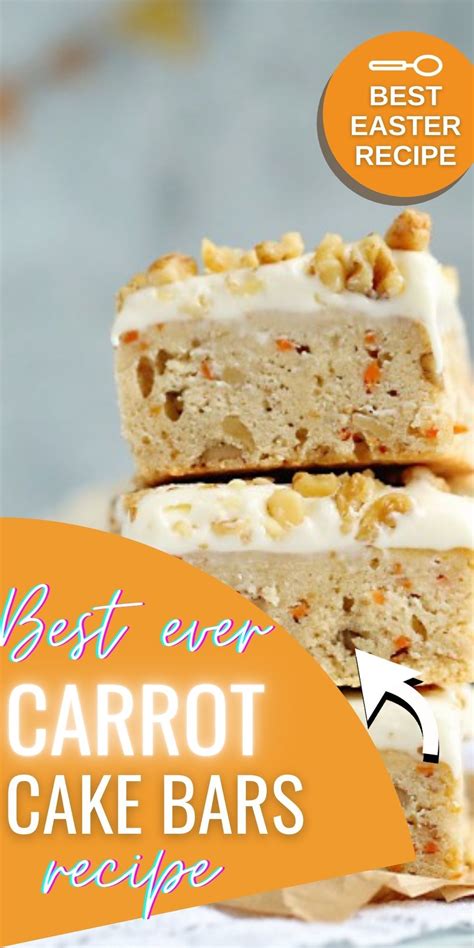 Closeup Shot Of Three Carrot Cake Bars Stacked Atop One Another Carrot