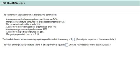 Increase in the equilibrium level of national income could be caused by. Solved: This Question: 4 Pts The Economy Of Stranglethorn ...