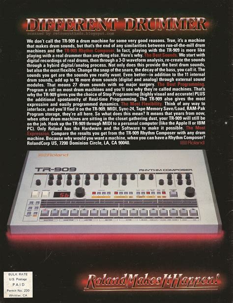 Retro Synth Ads Roland Tr 909 Different Drummer Ad Roland Users