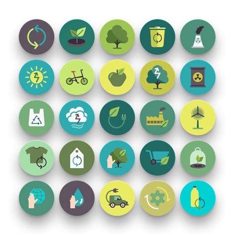 Ecology Icons Set Vector Recycling Nature Recycle Green Energy Dgtl