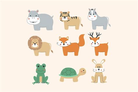 Premium Vector Zoo Animals Collections Illustrations Set