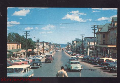 Old Orchard Beach Maine Downtown Street Scene 1950s Cars Stores