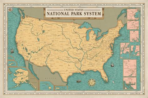 National Park System Units Map Map Poster National Parks Tiny Drawings