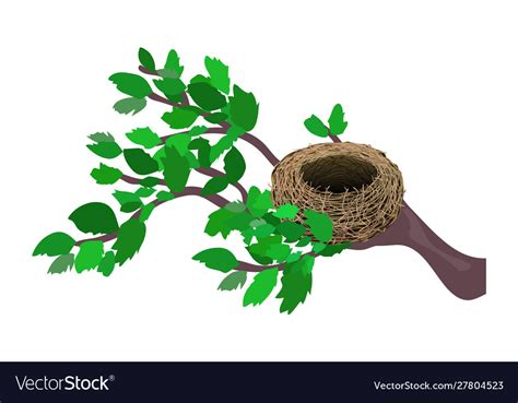 Cute Cartoon Nest Isolated On A White Background Vector Image