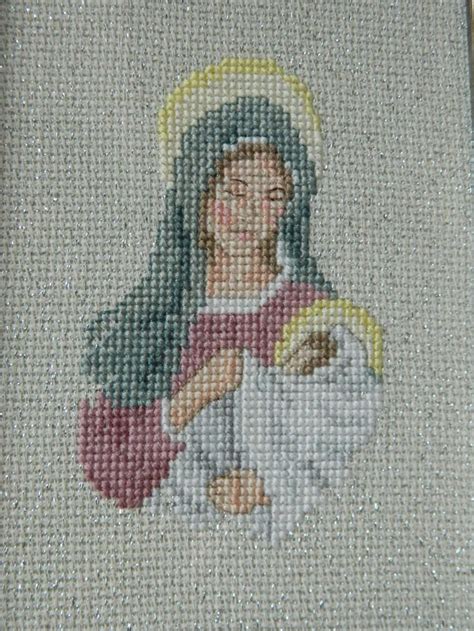 Aida 14, white 420w x 112h stitches size(s): Beautiful Mary and Baby Jesus Christmas cross stitch ...