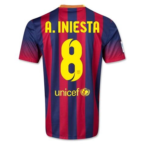 Cheap 13 14 Barcelona 8 A Iniesta Home Soccer Jersey Shirt Barcelona