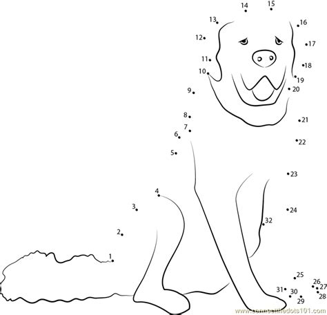 White Dog Dot To Dot Printable Worksheet Connect The Dots