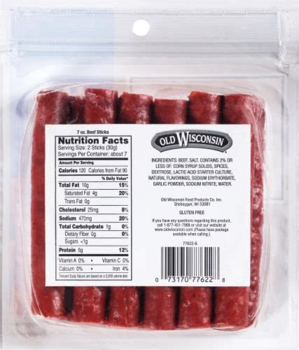 Old Wisconsin Naturally Slow Smoked Beef Sausage Sticks 7 Oz Kroger