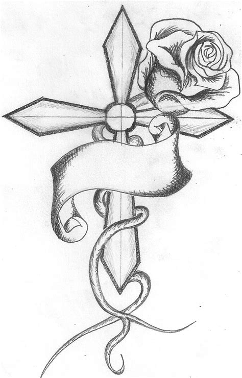 Скачать векторные графика cross drawing. Rose-wraped cross by Art-is-Awesome123 on DeviantArt