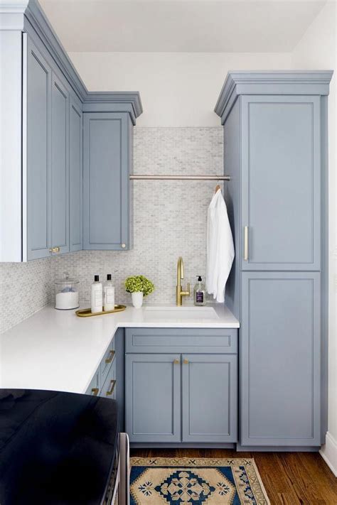 Here are the best blue cabinet ideas. #graykitchen | Grey laundry rooms, Light blue kitchens ...