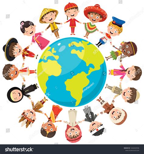 Circle Happy Children Different Races Stock Vector Royalty Free