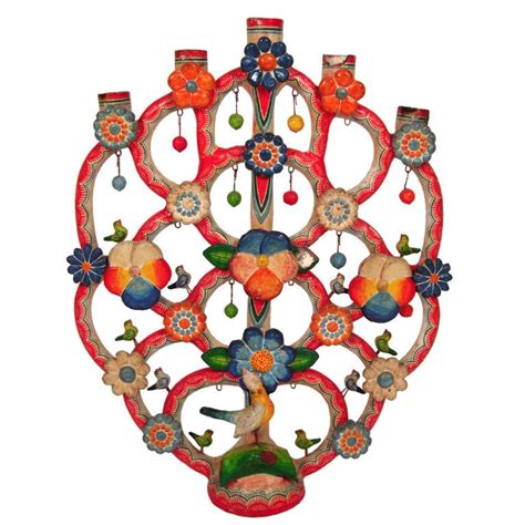 Alfonso Castillo Mexican Pottery Tree Of Life Candelabra From A