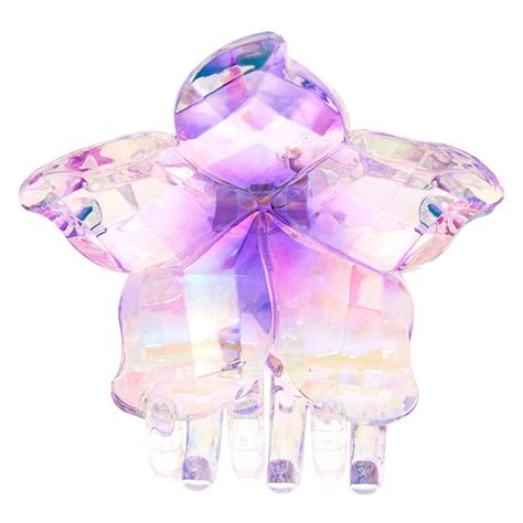 Clear Iridescent Flower Hair Claw Purple Claires Us