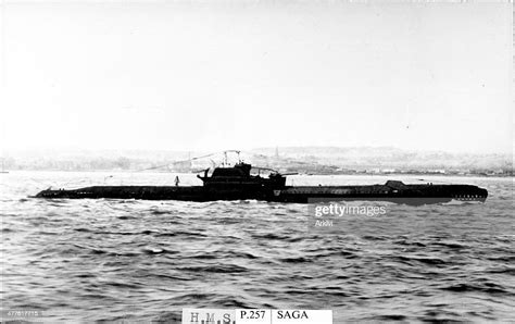british royal navy submarine hms saga p 257 at sea date not given