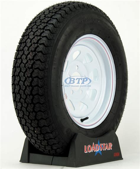 Trailer Tire St20575d14 On White Steel Wheel 5 Bolt Rim By Loadstar