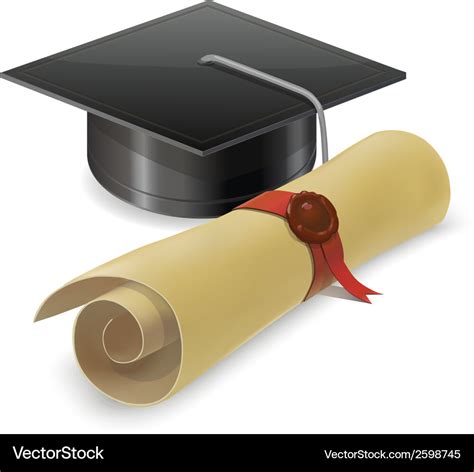 Graduation White Cap And Diploma