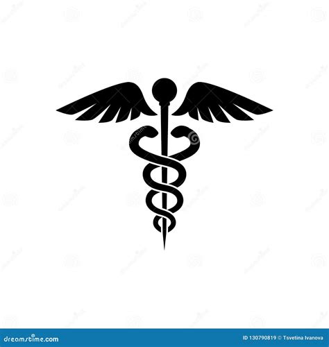 Caduceus Black Isolated Vector Icon Symbol Of Medicine Icon Stock