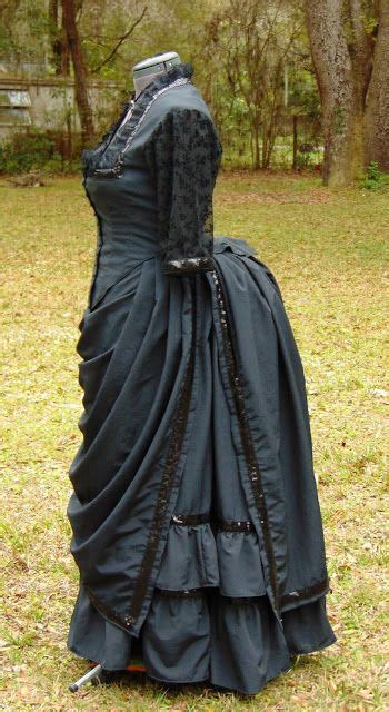 The Antique Sewist Late Bustle 1883 1890 Black Evening Gown
