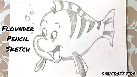 How To Draw Flounder Step By Step From Little Mermaid How To Sketch