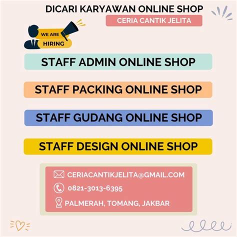 Lowongan Kerja Staff Admin Online Shop Staff Packing Online Shop