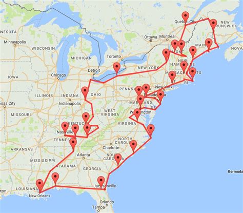 Road Trip Map Of Usa World Map