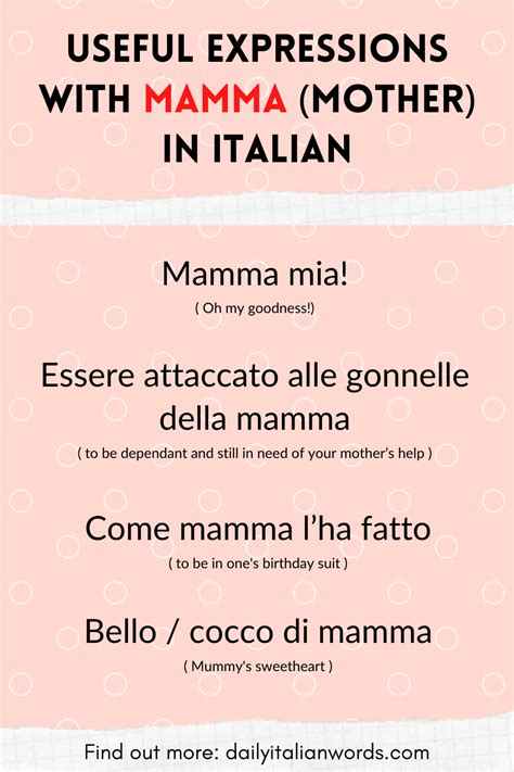 Useful Expressions With Mamma Mother In Italian Italian Words