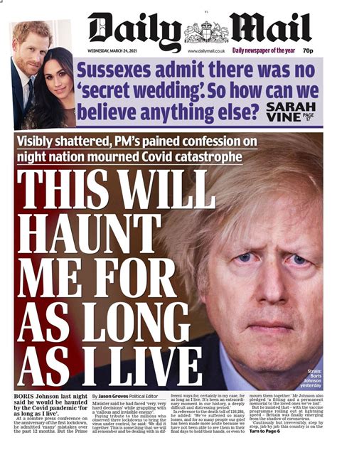 Daily Mail Front Page 24th Of March 2021 Tomorrows Papers Today
