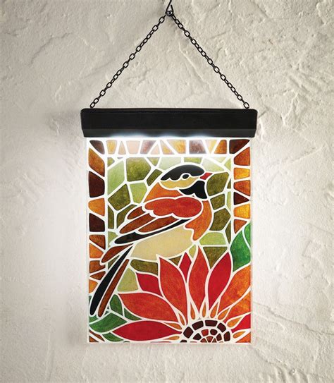 Or 4 installments of $45.00 us. Bird and Flower Stained Glass Solar Wall Hanging Light, 8.5x16 | Wall hanging lights, Glass wall ...