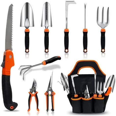 10 Piece Stainless Steel Heavy Duty Gardening Tool Set With Soft Rubber