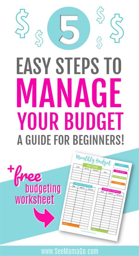 5 easy steps to manage your budget a guide for beginners budgeting worksheets budgeting