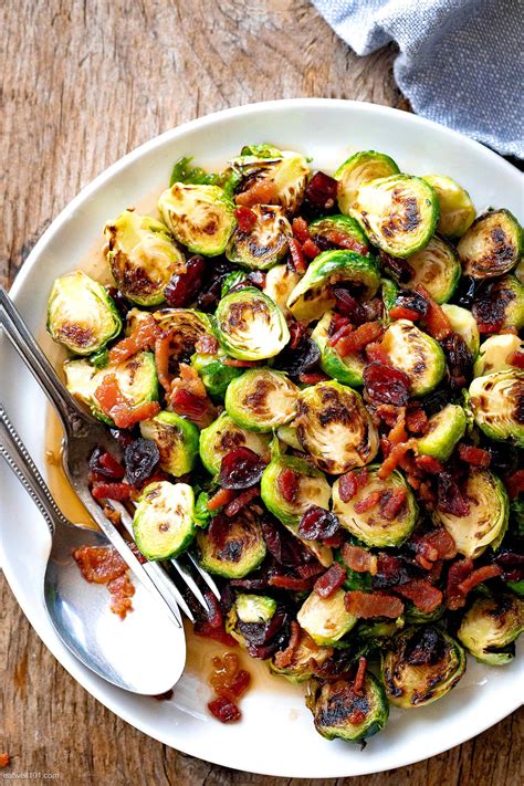 This is the only recipe i use when making brussels sprouts. Roasted Brussels Sprouts with Maple, Bacon and Cranberries - Roasted Brussels Sprouts Recipe ...