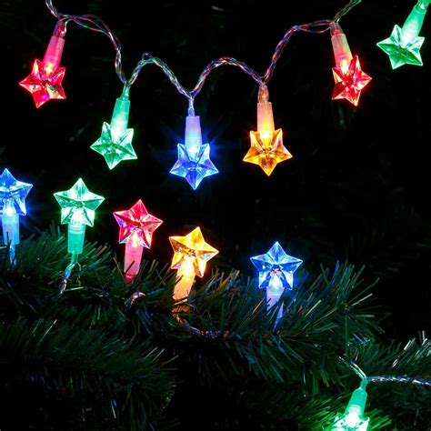 20 Led String Lights Battery Operated Star Multi Coloured